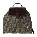 FENDI フェンディ リュック・デイパック キャンバス レザー ブラウン ズッカ柄【本物保証】【中古】
