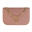 新品未使用展示品 PRADA プラダ ショルダーバッグ 1BP013 サフィアーノリュクス ANTIC MORDO(メタリックピンク) チェーン 斜めがけ【本物保証】【中古】