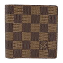 美品 LOUIS VUITTON ルイ ヴィトン ポルトビエ6 カルトクレディ 二つ折り財布 N61666 ダミエキャンバス ブラウン 札入れ ビトン【本物保証】【中古】