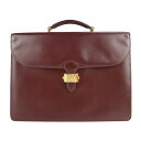 CARTIER カルティエ マストライン ビジネスバッグ レザー ボルドー ブリーフケース【本物保証】【中古】