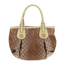 GUCCI グッチ スカーレット インターロッキングG ハンドバッグ 269953 GGキャンバス レザー ラメ入りグラデーション ブラウン ベージュ トート【本物保証】【中古】