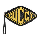 美品 GUCCI グッチ リストウォレット グッチゲーム クラッチバッグ 524316 パテントレザー ラバー ブラック イエロー クラッチバッグ ポーチ【本物保証】【中古】
