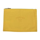 HERMES エルメス ヨッティングGM ポーチ キャンバス イエロー シルバー金具 クラッチバッグ セカンドバッグ【本物保証】【中古】
