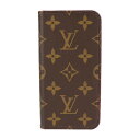 美品 LOUIS VUITTON ルイ ヴィトン iPhone X フォリオ モノグラム その他小物 M63444 PVC レザー ブラウン ローズ XS兼用 手帳型 スマホケース【本物保証】【中古】