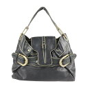 JIMMY CHOO ジミーチュウ ハンドバッグ レザー ブラック ゴールド金具 ベルトデザイン ワンショルダーバッグ【本物保証】【中古】