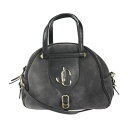 JIMMY CHOO ジミーチュウ ヴァレンヌ ボーリング ハンドバッグ スウェード レザー グレー ブラック ゴールド金具 2WAY ショルダーバッグ【本物保証】【中古】