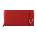 超美品 GUCCI グッチ マイクログッチシマ 長財布 309758 レザー レッド ゴールド金具 ベルトモチーフ ラウンドファスナー GG柄【本物保証】【中古】