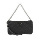 新品未使用展示品 PRADA プラダ ショルダーバッグ 1BH026 ナイロン レザー ブラック シルバー金具 2WAY ハンドバッグ チェーンハンドル キルティング 三角ロゴプレート【本物保証】【中古】