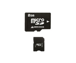 グリーンハウス GH-SDMR2GA SDカード変換アダプタ付属のmicroSDカード（2GB）