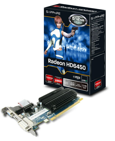 Sapphire 11190-01-20G(VD4243) HD6450 512M DDR3 PCI-E HDMI/DVI-D/VGA
