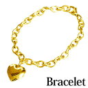 アクセサリー ステンレス ハートブレスレット / ゴールド レディース ハート かわいい チェーン 小豆チェーン 金メッキ 加工 コーティング 鎖 腕輪 チャーム モチーフ デザイン