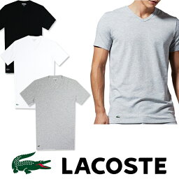 【LACOSTE】 <strong>ラコステ</strong> メンズ ワンポイント Vネック Tシャツ男性用 ホワイト グレー ブラック　US正規希少性高い　高級スピマコットン100%　[並行輸入品]la21