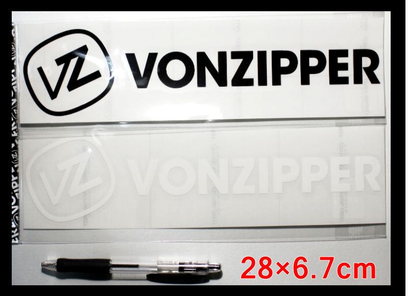 【VON ZIPPER】ロゴ＋VZ アイコン中抜きカッティングステッカー/L（28×6.7cm）/ブラック・ホワイト