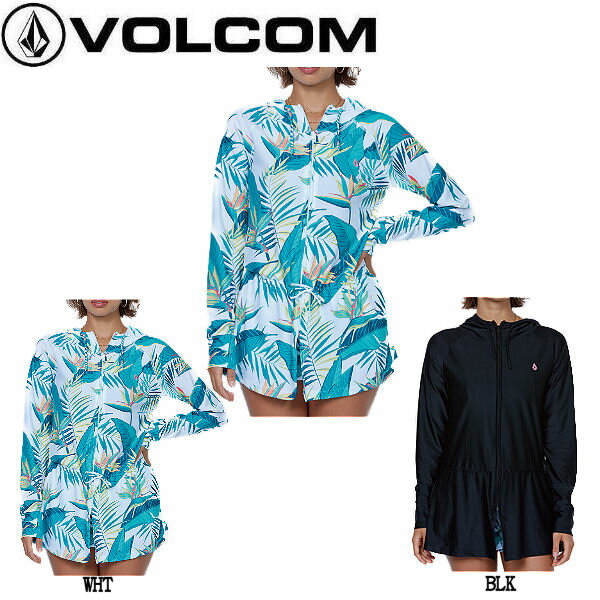 【VOLCOM】ボルコム 2019夏 VOL LONG RASH ZIP HOODIE レディース ラッシュガード ジップ 長袖 水着 トップス S・Mの画像