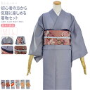 【11/1 ワンダフルデー 10%OFFクーポン】洗える着物 セット 訳あり お出かけ4点セット《M-L_全6種》〔江戸小紋 万筋 京袋帯 正絹帯揚 帯締め〕|仕立て上がり おしゃれ 袷 春秋冬用 大人 レディース 女性 宅配便『asnbsss15』新品購入 10021576