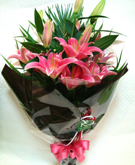 香りの大輪系ピンク百合の豪華☆花束！広がる香りに幸せいっぱい♪