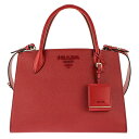 PRADA 1BA155-S/C/FALF/FUOCOプラダ 2WAYバッグレザー レッド×ゴールド