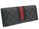 GUCCI 408830-KHN4N-1095GG SUPREME LONG FLAP WALLETグッチ GGスプリーム 中ファスナー小銭入付長財布GGスプリームキャンバス×カーフレザー×ウェブブラック×グレー×ウェブ(ネイビー×レッド)
