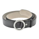 BVLGARI 32743 Round curved men beltブルガリベルト　新商品ブラックカーフレザー 丸型バックル/ダークルテニウムプレート実寸最長サイズ115cm　5穴ベルトサイズ調整可能/カット式☆★新品・送料無料・23％OFF!!