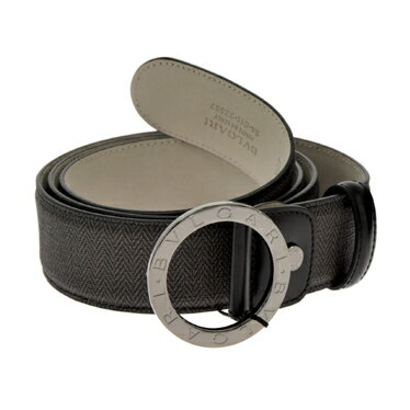 BVLGARI 32687Round curved men beltブルガリベルト　新商品ウィークエンドシリーズ丸型バックル/ダークルテニウムプレート実寸最長サイズ115cm　5穴ベルトサイズ調整可能/カット式