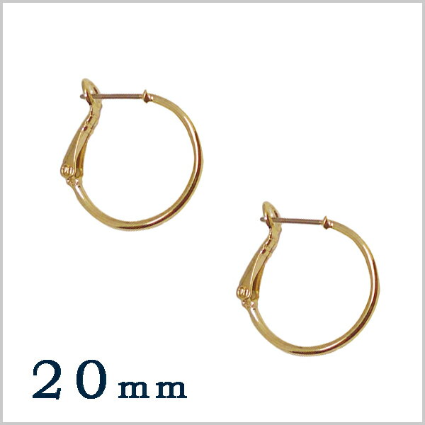 ピアス金具 フープピアス チタンポスト 金 （ゴールド） 20mm （2ヶ）├ フープ ピ…...:a-dori:10001846