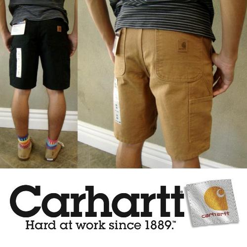 【6月30日、再入荷。】Carharttカーハート★ダック地ショートパンツ★ワークショーツ　ハーフパンツ★ブラウンダック B25 メンズ　膝上