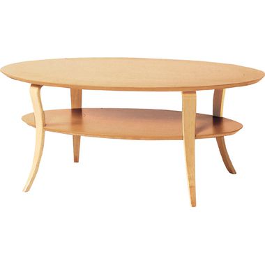 センターテーブル ローテーブル 棚付き 楕円 オーバル ナチュラル 【 木製テーブル 木製…...:a-kag:10007530