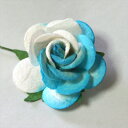 ミニバラ　装飾造花【花】Sサイズ（白×水色）アジアン雑貨販売BCDSHOP