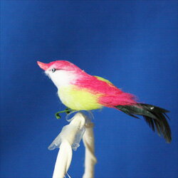 ミニチュアバード【尾長タイプ】可愛らしい小鳥の飾り♪頭が赤紫タイプヴァイオレット×黄緑
