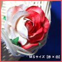 装飾造花・バラ造花（1本）MSサイズ・赤×白アジアン雑貨販売BCDSHOP