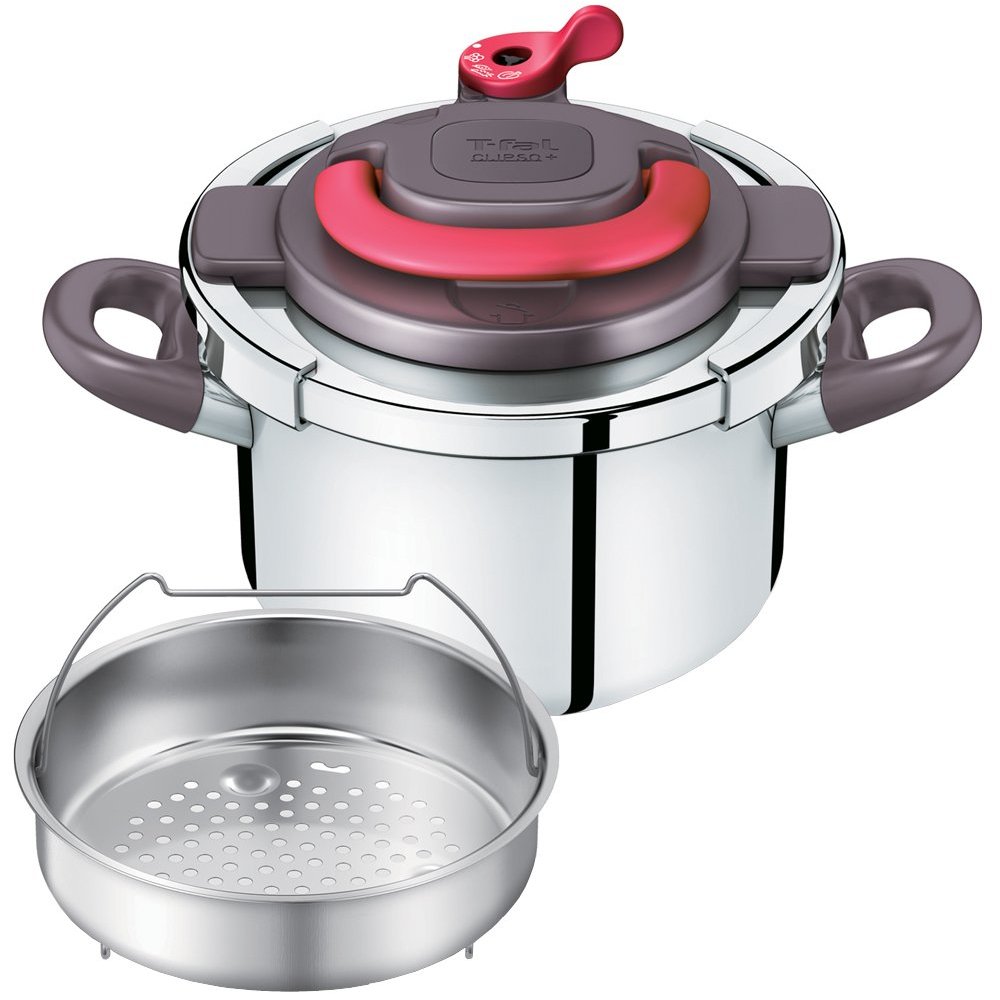 T-fal P4360432 パプリカレッド クリプソ アーチ [ワンタッチ開閉圧力なべ (4.0L)]ハンドルを上げ下げするだけで簡単にふたの開閉ができる圧力鍋です。