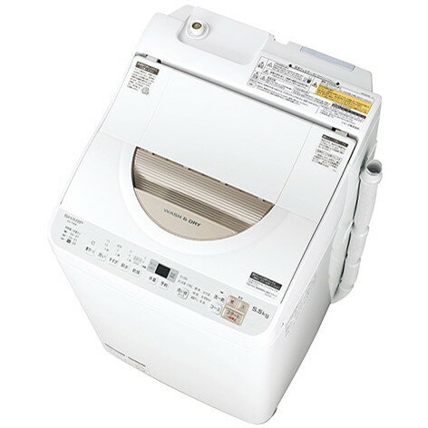 【写真付きレビュー】【送料無料】洗濯乾燥機 シャープ(SHARP) ES-TX5B ゴールド系 洗濯物の黒カビ付着を抑える穴なし槽 節水 高