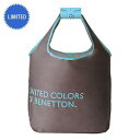 【代引き手数料無料】ベネトン社製 エコバッグ 限定カラー エコバック Benetton ecobag ブラック×スカイブルーベネトン AA-179【5営業日発送】