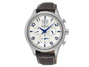 セイコー SEIKO 逆輸入 クロノグラフ ビッグデイト メンズ 腕時計 SPC155P1 ホワイト×ブラウン レザーベルト