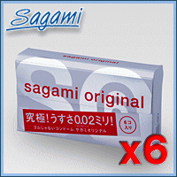送料無料の6個セット!!【相模ゴム工業株式会社　サガミオリジナル002（6個入）x6】0.02ミリってこんなにうすい！※割引クーポン使用不可!!【送料無料100215】
