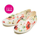 レディース 【HAWKINS】 ホーキンス FLOR I/H1.5 インヒールフラットシューズ HW20061SKR ヒールアップ1.5cm 15SM WHITE FLOWER