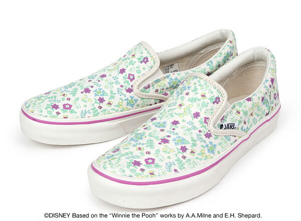 ≪ くまのプーさん ≫ レディース 【VANS】 SLIP ON スリッポン ディズニー V98CL DISNEY オンライン別注　POOH FLOWER /ABCマート楽天市場店