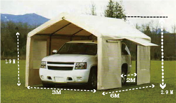 スチールフレーム　キャノピー　簡易テント式車庫　3m×6m×2.9m...:abc-tuhan:10015200