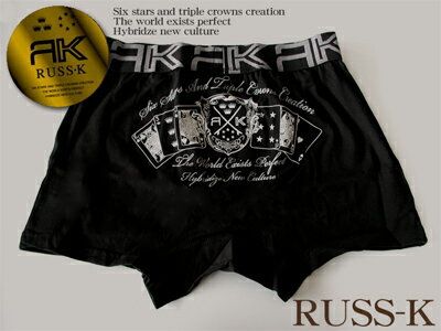 人気につき追加販売!!★★★RUSS-K UNDER WEAR★★★ラスケー メンズボクサーパンツMensBoxerトランプ柄[ブラック(黒)/グレー(灰)]【10P19May09】