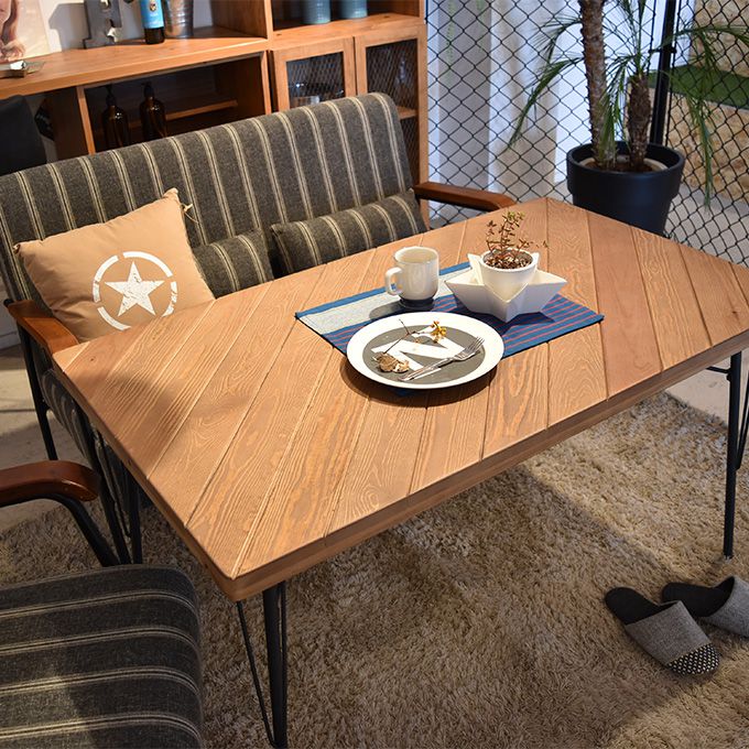 ソファダイニングテーブル 幅120cm リビング カフェ LDテーブル 北欧 4人 長方形 木製 アイアン カフェ風 西海岸 ブルックリン ヴィンテージ インダストリアル 棚付き 食卓 木製 パイン無垢材 天然木 スチール アメリカン