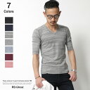 無地 Tシャツ メンズ カットソー 5分袖 Vネック 黒 白 春 夏 シンプル RD.Ghost アールディーゴースト RKM-034 1709