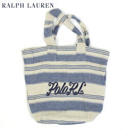 POLO Ralph Lauren Cotton&Linen Tote Bag (BLUE/WHITE) US ポロ <strong>ラルフローレン</strong> トート バッグ ロゴ刺繍