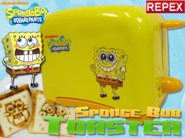 動画付☆SpongeBob【スポンジボブ・トースター】・2種類のボブの顔に食パンが焼き上がる♪大人気米国キャラ・子供から女性・オシャレ男子・みんなボブが大好きです☆スペシャルプライス☆【0304superP10】