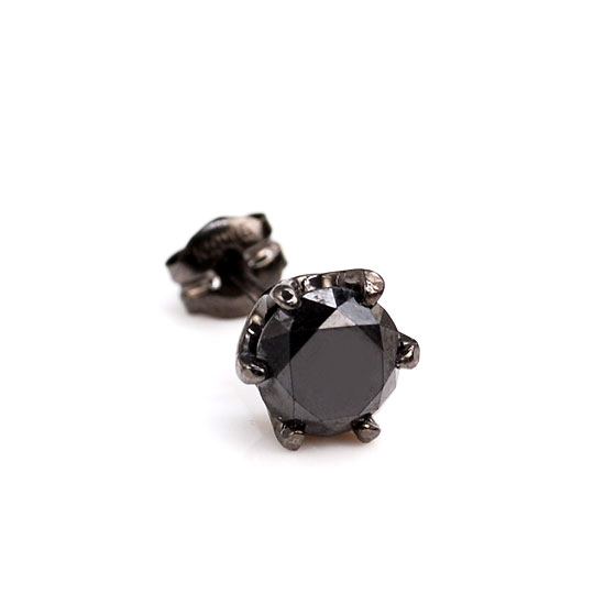 K18WG　ブラックダイヤモンド0.70ct 片耳ピアス（ブラックメッキ）/送料無料 