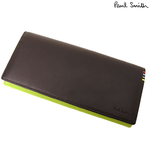 ポールスミス　Paul Smith　長財布　コントラストインサイド (#2) / ブラウンxグリーン [PSU008] 【新品】【ポールスミス 財布】【牛革】【レザー】【メンズ】【箱付き】【楽ギフ_包装】【楽ギフ_のし】【楽ギフ_メッセ】【あす楽対応 _ギフト】ポールスミス Paul Smith 長財布 サイフ さいふ 男性向けの財布には珍しい、とてもカードポケットが豊富な長財布です!!