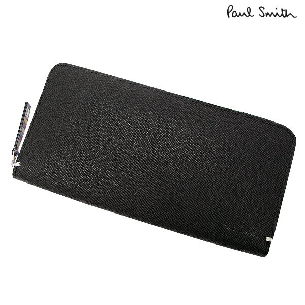 Paul Smith ポールスミス ジップストローグレイン ラウンドファスナー ウォレット(L)（#2）/ブラック[PSK869]【新品】【長財布】【ポールスミス 財布】【牛革】【メンズ】【箱付き】