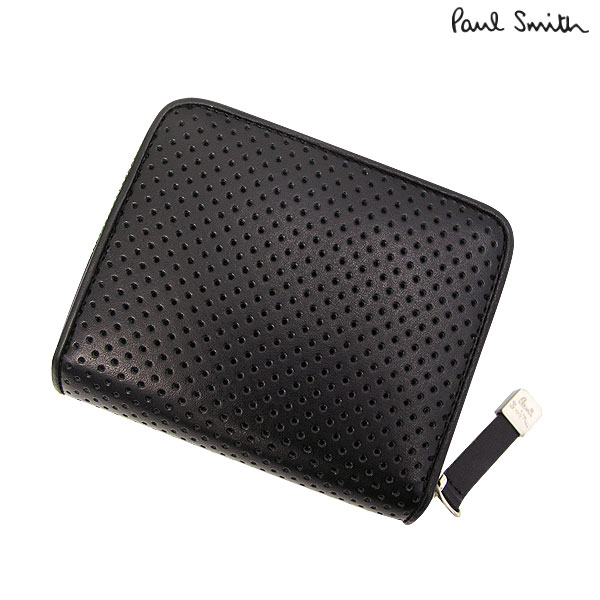 ポールスミス　Paul Smith　財布 パンチングレザー 2つ折り財布 （S） / ブラック [PSU014] 【新品】【箱付き】【ポール・スミス】【さいふ/サイフ】【牛革】【メンズ】【楽ギフ_包装】【楽ギフ_のし】【楽ギフ_のし宛書】【楽ギフ_メッセ】【あす楽対応 _ギフト】ポールスミス Paul Smith 財布 サイフ 長財布 さいふ ハードなパンチングレザーが男性らしい印象を感じる二つ折り財布です!!