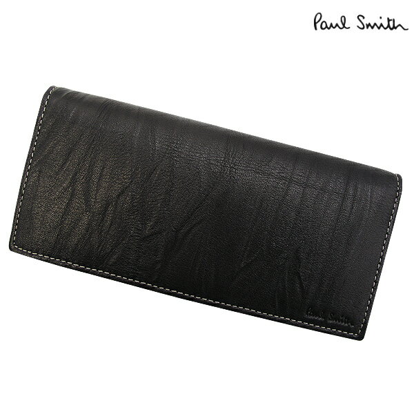 ポールスミス Paul Smith 長財布 ウエービーグレイン レザーウォレット(L)/ブラック[PSU396]【新品】【ダブルスキン】【サイフ/さいふ】【牛革/羊革】【メンズ】