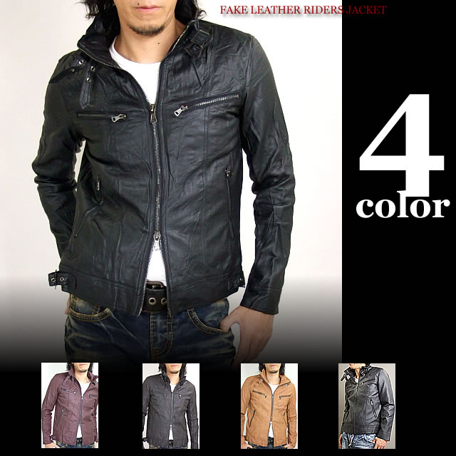 新作★PUフェイクレザーシングルライダースジャケット《Men's Jacket メンズ レザー シングル ライダース ジャケット M-65 黒/ブラック他》M-XL(LL)楽天ランキング入賞★【RCPmara1207】