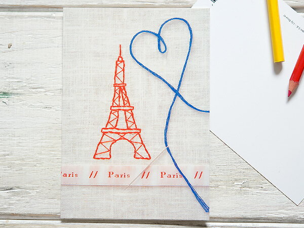 *【フランス製ポストカード新入荷】Nouvelles Images/ヌーヴェルイマージュ　ポストカード Paris embroidery 《GIFTCARD》（1210-CP2766）＜エッフェル塔＞